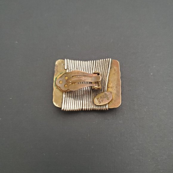 Marjorie Baer SF Brutalist Clip On Earring Mixed Metal Gold Silver - Picture 4 of 5